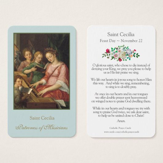 Cartes de prière | St. Cecilia 1 (Devant & derrière)