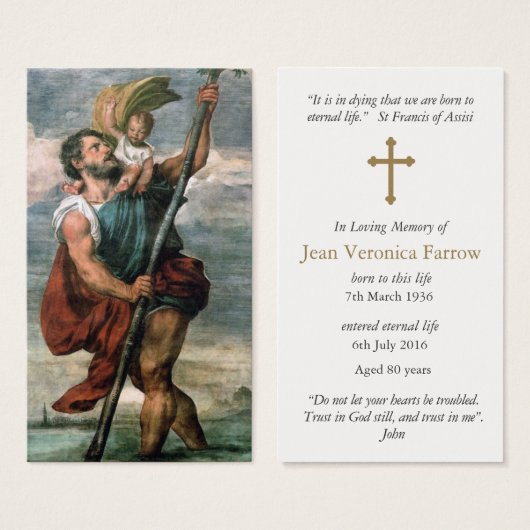 Cartes de prière | St Christopher (Devant & derrière)