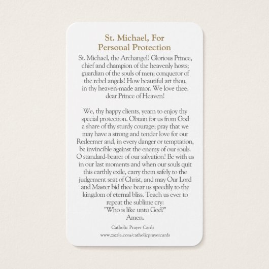 Cartes de prière | St. Michael 1 (Dos)