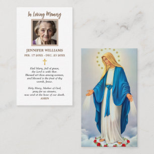 Cartes de prière Vierge Marie Immaculée Conception