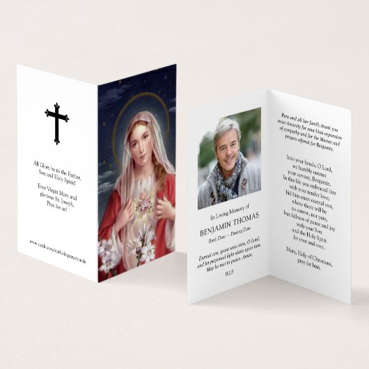 Cartes de prières catholiques | Coeur Marie (Intérieur et extérieur)