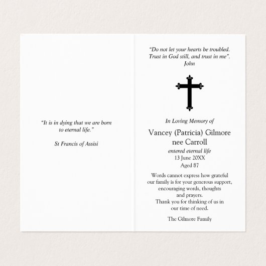 Cartes de prières catholiques | Rosaires (Intérieur déplié)