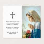 Cartes de prières catholiques | Vierge au Chapelet (Extérieur déplié)