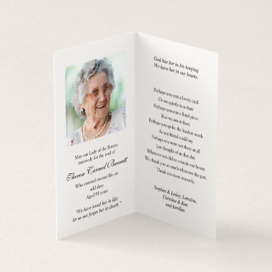 Cartes de prières catholiques | Vierge dans la pri (Inside)