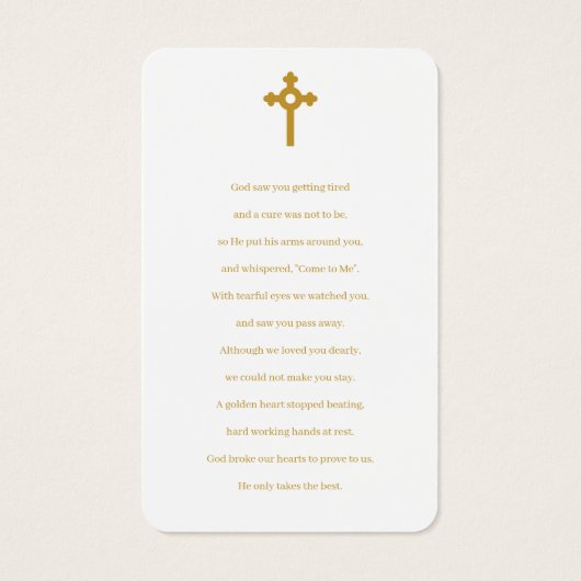 Cartes de prières commémoratives (Dos)