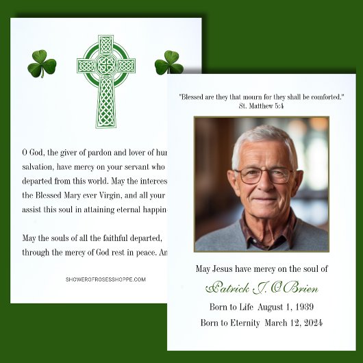 Cartes de prières commémoratives de funérailles Ce