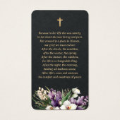 Cartes de prières commémoratives de la floraison d (Dos)