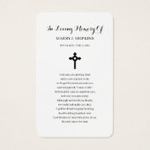 Cartes de prières commémoratives pour les funérail (Dos)