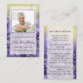 Cartes de prières funéraires de lavande | Dans la  (Devant / Derrière)