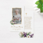 Cartes de prières funéraires photo florale d'or bl (Bureau)