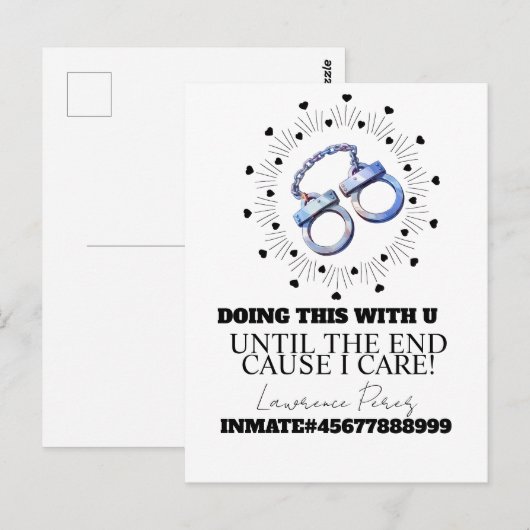 Cartes de prison à longue distance Menottes à fair (Devant / Derrière)