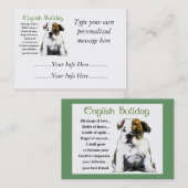 Cartes de profil Bulldog Anglais Personnalisées (Devant / Derrière)