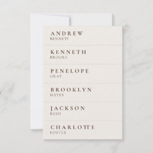 Cartes de profil de 6 invités mini réception marro