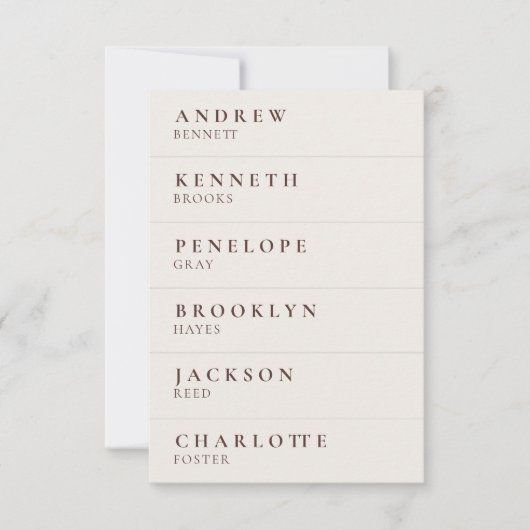 Cartes de profil de 6 invités mini réception marro (Devant)