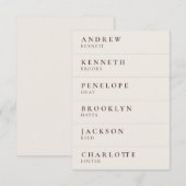 Cartes de profil de 6 invités mini réception marro (Devant / Derrière)