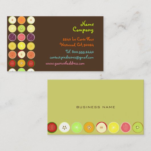 Cartes de profil de conception de fruits rétro (Devant / Derrière)