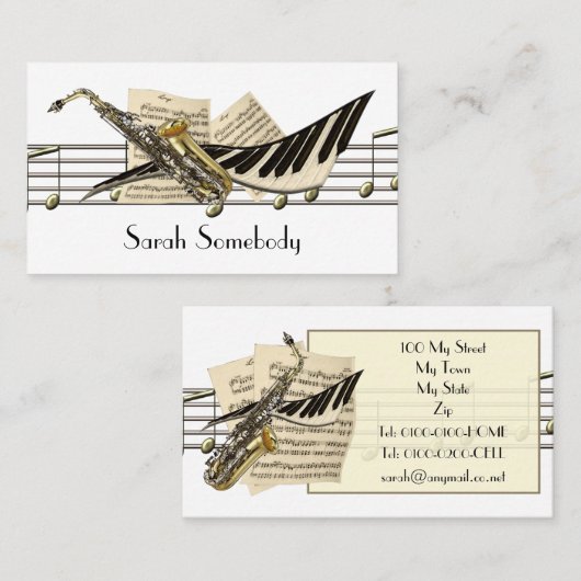 Cartes de profil de conception de musique (Devant / Derrière)