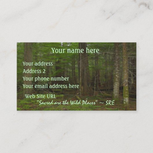 Cartes de profil "FORÊT SACRÉE" (Devant)