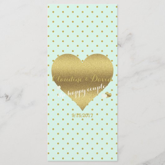 Cartes de programme de la cérémonie de Mariage de (Devant)