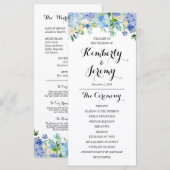 Cartes de programme de mariage aux hortensias bleu (Devant / Derrière)