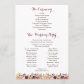 Cartes de Programme de Mariage Fleurs d'Automne, B (Dos)