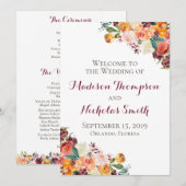 Cartes de Programme de Mariage Fleurs d'Automne, B (Devant / Derrière)
