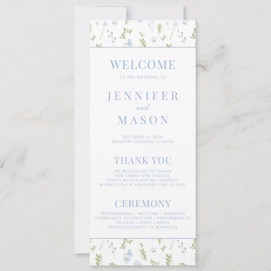 Cartes de programme de mariage pour fleur bleu cla (Devant)