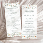 Cartes de programme de mariage rustique à fleurs d