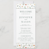 Cartes de programme de mariage rustique à fleurs d (Devant)