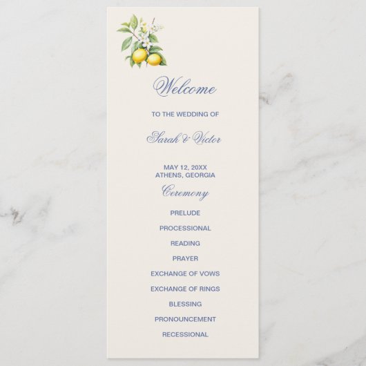 Cartes de programme recto verso Lemons (Devant)
