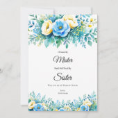 Cartes de Proposition de Mariage Fleuries Bleu Jau (Devant)