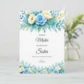 Cartes de Proposition de Mariage Fleuries Bleu Jau (Debout devant)