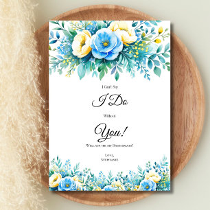 Cartes de Proposition de Mariage Fleuries Bleu Jau