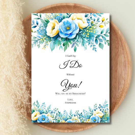 Cartes de Proposition de Mariage Fleuries Bleu Jau