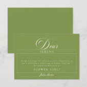 Cartes de Proposition Fille Fleur en Ivory Vert Cl (Devant / Derrière)