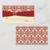 Cartes de puces Crème et Rouge Damas (Devant / Derrière)