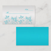 Cartes de puces florales en argent et turquoise (Devant / Derrière)