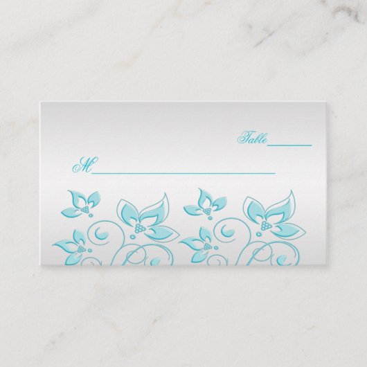 Cartes de puces florales en argent et turquoise (Devant)