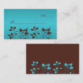 Cartes de puces florales turquoise et Brown (Devant / Derrière)