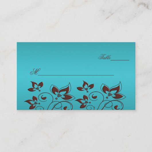 Cartes de puces florales turquoise et Brown (Devant)