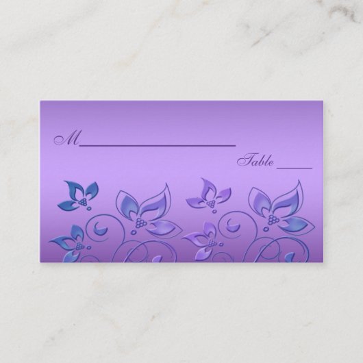 Cartes de puces florales violettes et turquoise (Devant)