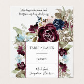 Cartes de rangement Bleues Flore Bourgogne (Extérieur déplié)