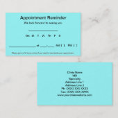 Cartes de rappel de rendez-vous (100 en bleu clair (Devant / Derrière)