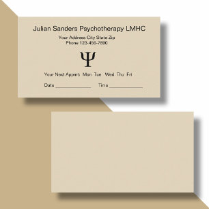 Cartes de rappel de rendez-vous de bureau de psych