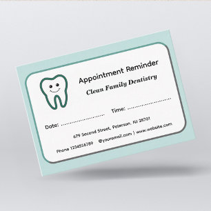 Cartes de rappel de rendez-vous pour dentistes mod