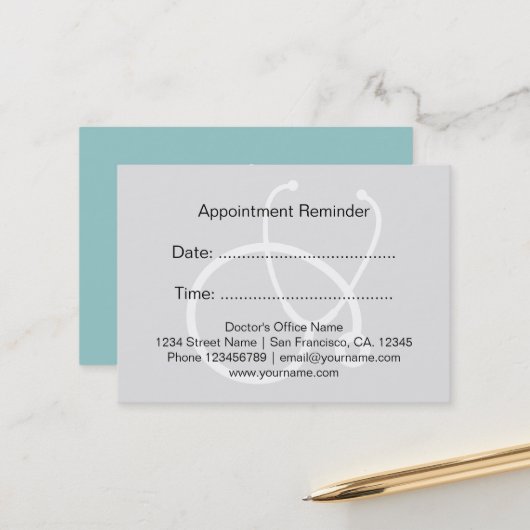 Cartes de rappel de rendez-vous pour médecin de fa (Devant/Arrière en situation)