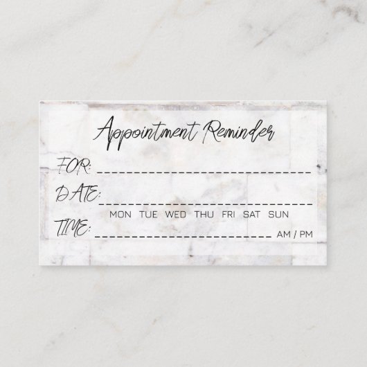 Cartes de rappel de rendez-vous Salon de coiffure (Dos)