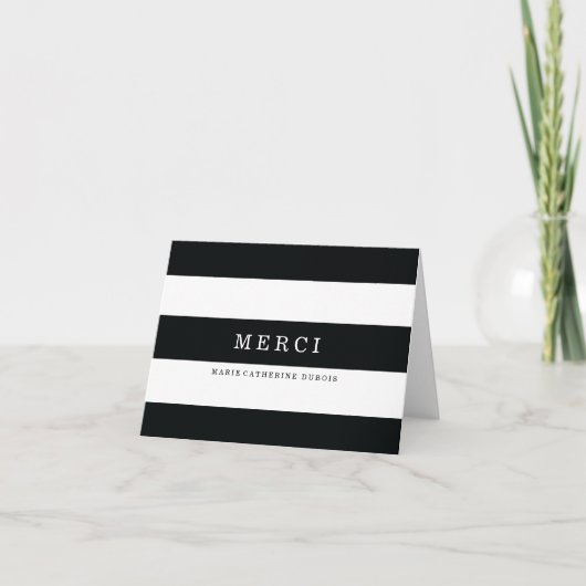 Cartes de Rayures Noires Modernes Merci (Devant)