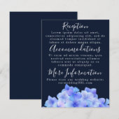 Cartes de réception à l'aquarelle Bleu Hortensia (Devant / Derrière)