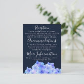 Cartes de réception à l'aquarelle Bleu Hortensia (Debout devant)